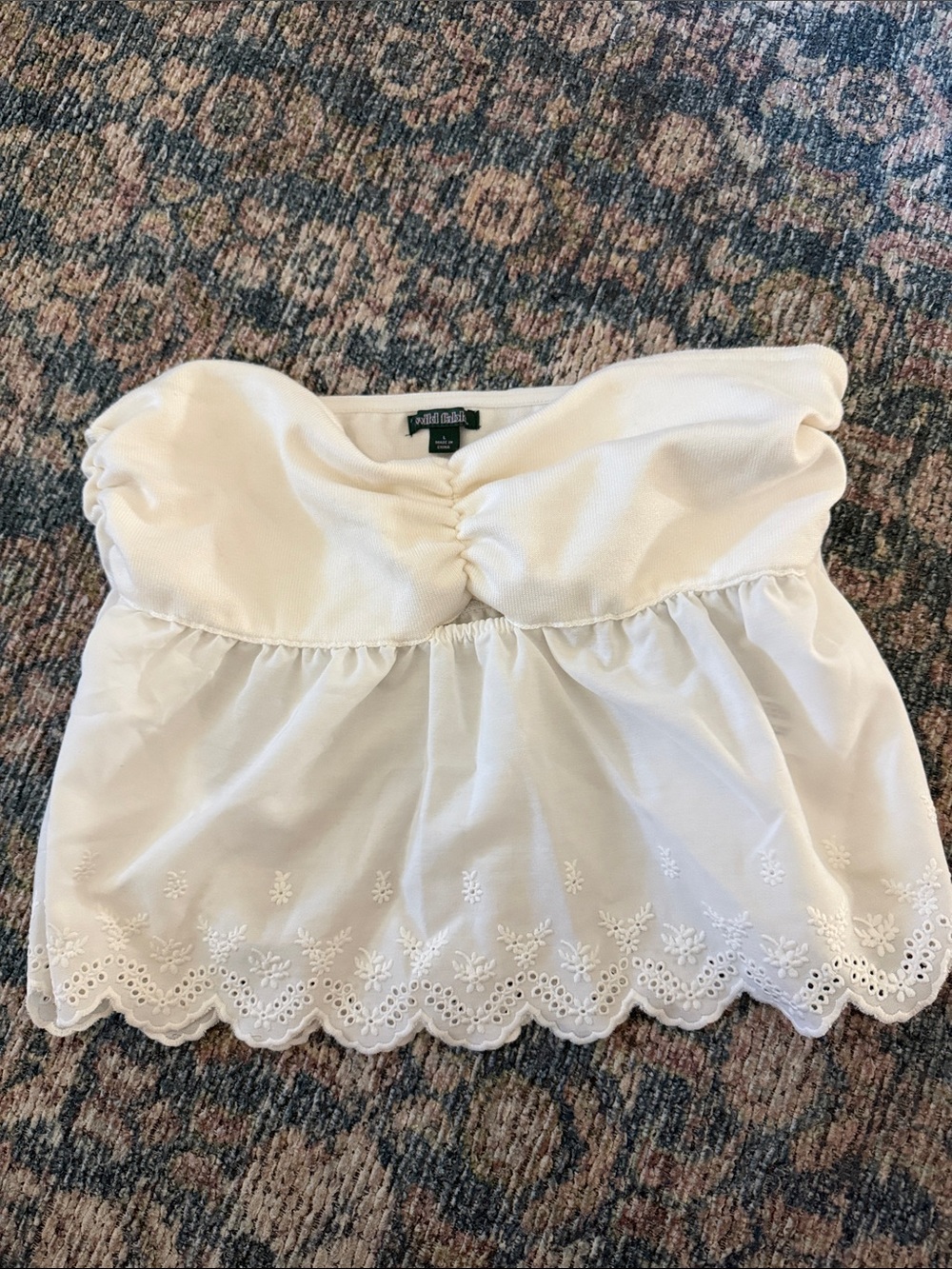 Wild Fable Large White Strapless Eyelet strapless crop top